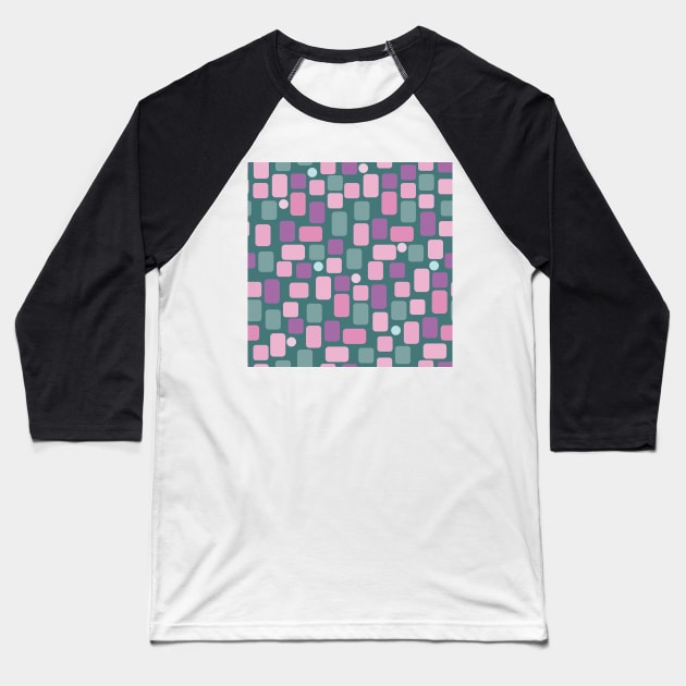 green and pink rectangles Baseball T-Shirt by colorofmagic